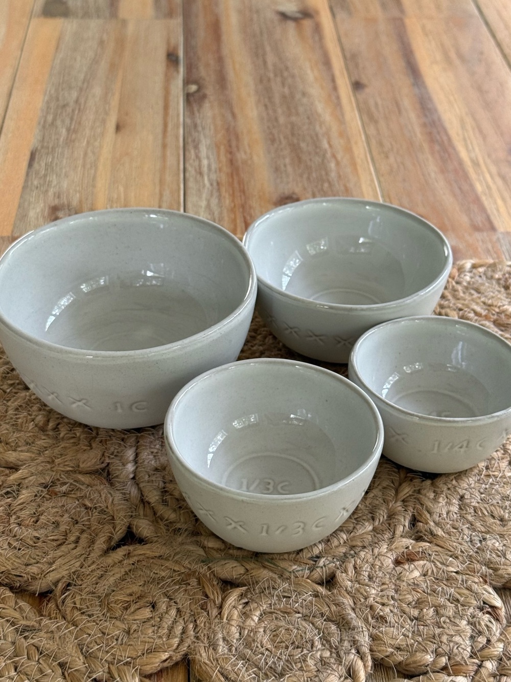 Hearth & Hand Cream Stoneware Measuring Cup Set Stacking